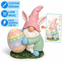Figurine de gnome de Pâques en résine personnalisée, miniature de poussin et d'œuf, artisanat en résine, statue de personnage en résine, figurines décoratives
