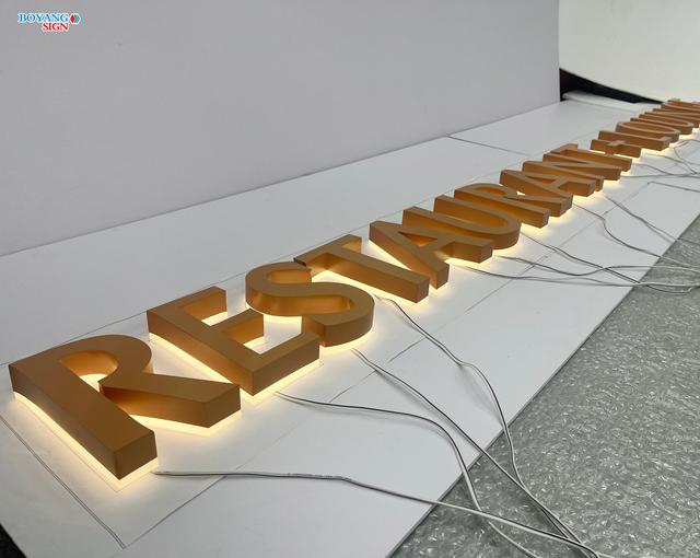 BOYANG Custom 3D LED Backlit Business Letter Sign for Mall & Park Advertising Wall Mount Outdoor Use
