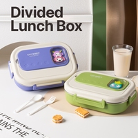 Boîte à lunch bento pour enfants en acier inoxydable 304 à 4 compartiments, boîte à lunch anti-fuite avec cuillère et fourchette, qualité alimentaire pour les enfants à l'école
