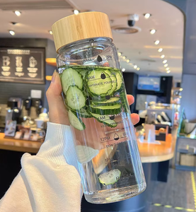 Bouteilles d'eau en verre de 32 oz/1 L avec marqueur de temps motivant, anti-fuite, réutilisables, avec bouchon à vis pour adultes - Product Image 3