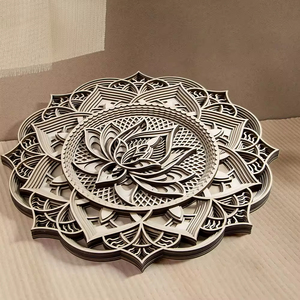 Fabbrica su misura di taglio Laser e stampa UV servizio di <span class=keywords><strong>legno</strong></span> <span class=keywords><strong>Mandala</strong></span> <span class=keywords><strong>da</strong></span> <span class=keywords><strong>parete</strong></span> arte decorazione per la casa ornamenti regali di festa - Product Image 4