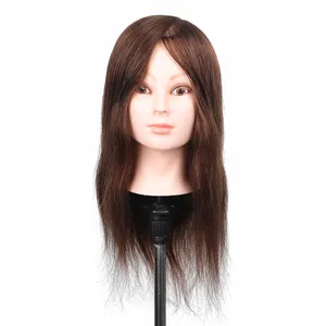 Tianrun Training Head 100% Human Hairdressing Training Head Mannequin of Natural Hair Cosmetology Hairdressing