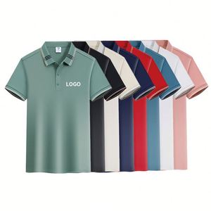 Polo homme en coton et polyester uni, coupe classique, bordure contrastante, respirant, infroissable, confortable - Product Image 1