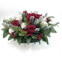 Pot de fleurs artificiel en soie résistant aux intempéries pour centre de table funéraire, commémoration, cimetière, ou hommage funéraire pour tombes