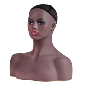 Prix de gros Femmes Africaines Réaliste Bronzage Peau De Maquillage D'affichage de Perruque Mannequin Perruque Tête avec épaules - Product Image 2