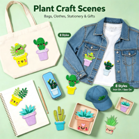 Lot de 8 écussons thermocollants en forme de plantes bonsaï pour vêtements, chapeaux, sacs, chaussettes, pour cadeaux DIY, décoration d'activités commerciales, usage uniforme