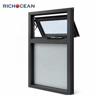 Ventanas de Aluminio Resistentes RICHOCEAN, Ventanas Abatibles con Vidrio Esmerilado para Baño, Protección Contra la Intemperie y Privacidad