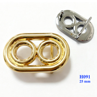 Boucle de ceinture en métal à double anneau, plaquée or brillant, pour ceintures, sacs et accessoires DIY, 25 MM
