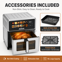 Four à friture numérique grande capacité 10L 2150W avec boîtier en acier inoxydable, chauffage supérieur et inférieur, 12 menus de cuisson prédéfinis