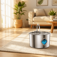 Fontaine à eau pour animaux de compagnie en acier inoxydable de 3,2 L avec niveau d'eau visible, débit circulant, distributeur d'eau automatique pour animaux domestiques