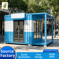 Nouveau design moderne, café-restaurant modulaire préfabriqué en acier, conteneur maritime portable avec fenêtre de service