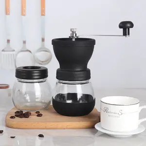 Moedor de grãos de café com logotipo personalizado, mais novo moedor manual de grãos de café com grande capacidade ajustável