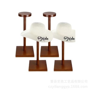 Wooden <b>Hat</b> Display Rack With Square Base Minimalist Wig Cap Helmet Jewelry Storage Desktop <b>Stand</b> - Product Image 5