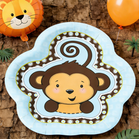 Assiettes en papier jetables Lanweier 2026, motif singe mignon de 10 pouces, personnalisables pour fêtes sur le thème des animaux