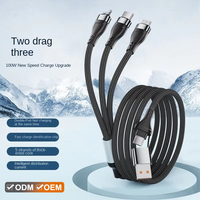 Câble de charge USB 4-en-1 Type C 100W 6A Charge Rapide, Câble USB-C tressé en nylon multi-prises 3-en-2, 4-en-1 8 broches de marque