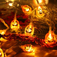 Luces LED de Cadena de Hadas para Halloween, con Forma de Calabaza, Fantasma, Araña y Murciélago, Luces Espeluznantes para Fiestas, Decoración de Jardín, con Alimentación por Batería y USB