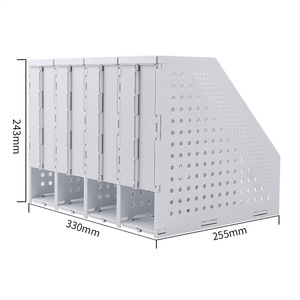 Deli 78996 Four Tier File Rack Plastic Expandable Document Organizer Office Desk Storage Gray File Tray - Product Image 2