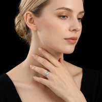 Cincin Tunangan Oval Klasik 1CT 2CT 3CT Bersertifikat GRA Warna D VVS Perak Sterling S925 Cincin Moissanite