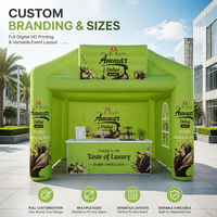 Tente de kiosque alimentaire gonflable personnalisée verte, imprimée, pour la promotion en extérieur, stand gonflable pour la promotion de marques alimentaires