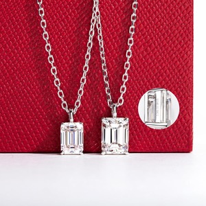 Collier pendentif en moissanite, 1-2 carats, couleur D et sans défaut, chaîne en argent sterling réglable 40+2+3 mm - Product Image 4