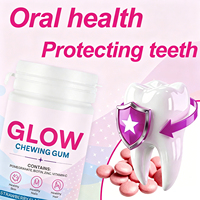 OLLI Chewing-gum sans sucre à la fraise, grenade, biotine, zinc et complexe de vitamine C pour une peau éclatante et forte, OEM