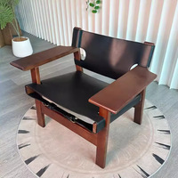 Fauteuil de salle à manger moderne et contemporain en cuir de selle naturel capitonné de haute qualité, confortable, pour salon et hôtel
