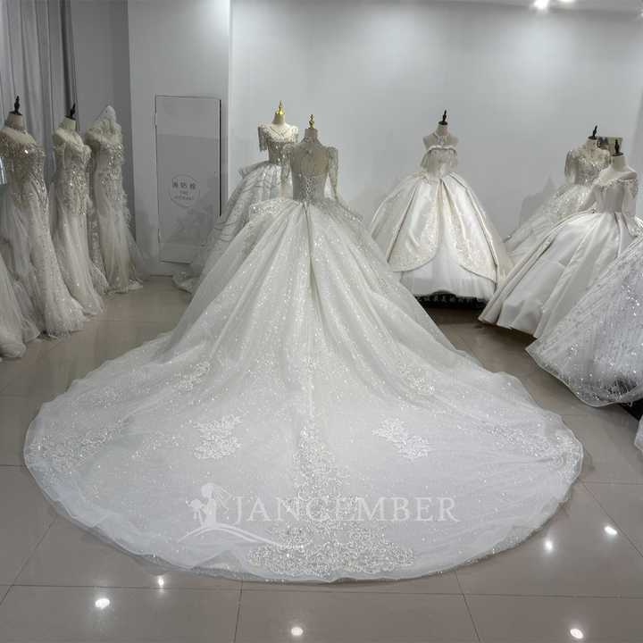 New Style Bridal Gown Heavy Sequins Decorated Lace Pearls Ball Gown ...