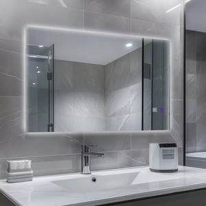 Miroir de salle de bain intelligent à LED rétroéclairé avec lumière, anti-buée, rectangulaire, à intensité variable, à fixer au mur, pour la maison et l'hôtel - Product Image 2
