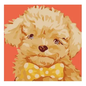 热卖卡通动物油画20*20带框卡通泰迪狗儿童画儿童礼品