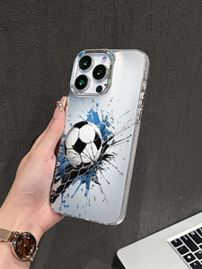 <span class=keywords><strong>Coque</strong></span> de protection antichoc pour iPhone <span class=keywords><strong>avec</strong></span> motif ballon de football et filet, cadre électroplaqué, compatible <span class=keywords><strong>avec</strong></span> les modèles 17/16/15/14/13 ProMax - Product Image 2