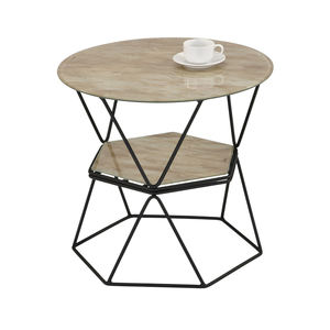 Mesa auxiliar redonda de flores para boda, Material de vidrio templado de estilo nórdico para sala de estar, muebles para el hogar - Product Image 1