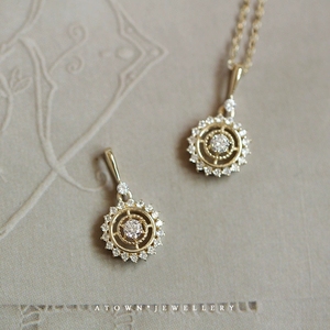 Collar FY-N010 para Mujer con Colgante de Brújula del Destino Cristiano, Chapado en Plata de Ley 925 y Oro de 14K, con Circonita Pequeña, Estilo Retro - Product Image 3