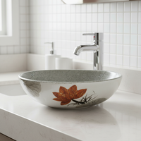 Lavabo rond en céramique style rétro, vasque simple pour salle de bain domestique