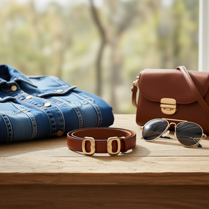 Cintura in Pelle PU con Logo Double D in Rilievo 3,3cm Moda Donna Uomo - Product Image 2