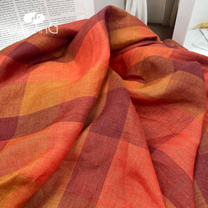 Tissu en lin coloré français, teint en fil, doux et respirant, 100 % lin à carreaux gingham pour vêtements, robes et pantalons - Product Image 1