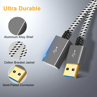 Cable de Extensión USB 3.0 a Macho a Hembra CableCreation, hasta 5 Gbps, Alto Rendimiento, Trenzado y Blindado de Nailon