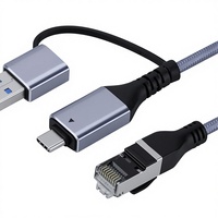 Kabel Ethernet LAN Gigabit RJ45 USB 3.0 A/C 6.6FT Plug & Play untuk Smartphone, MacBook, Switch, iPad 2m