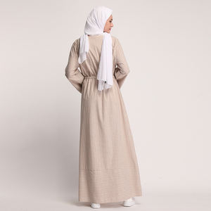 Neues Modisches Damen Freizeitkleid in Übergröße, Elegantes, Lockeres, Langärmeliges Abaya-Kleid mit Taillenband und Streifen für Club oder als muslimische Kleidung - Product Image 4