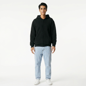 Unisex Zip-Up Fleece <b>Sweatshirt</b> High Quality Cropped Hoodie Boxy Drop Shoulder Design Streetwear Print for Men Women for Winter - Product Image 1