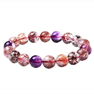 Natural Super Seven Crystal <strong>Beaded</strong> <strong>Bracelet</strong> for Kids Cute Cartoon-Style Sea Vein Stone Tourmaline Red Vein <strong>Bracelet</strong> - Product Image 1