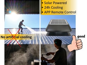 Ventilateur de toit solaire 25W/40W/60W pour grenier, usine, serre et ferme avicole |   Mode double 24h avec contrôle par application - Product Image 1