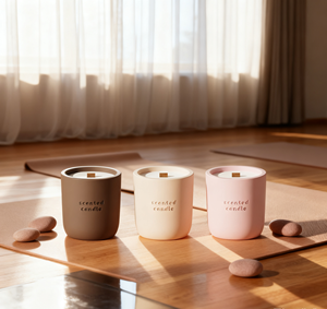 Barattolo per Candele in Ceramica C&H |   Contenitore per Candela Profumata Opaco Multicolore con Design Tipografico - Product Image 3