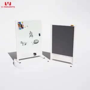 V-Mounts Ergotech Vloerstaande Beschrijfbare Magnetische Glazen Paneel Mobiele Schermplaat Met Verborgen Caster Design VM-SA006