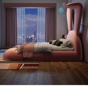 2026豪华动物造型兔子床别墅卧室儿童天鹅绒女孩床套装 - Product Image 4