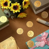 Autocollant adhésif pour enveloppe en vinyle de haute qualité, couleur personnalisable, doré gaufré, imperméable, rétro, pour faire soi-même, invitation de mariage
