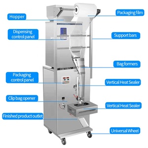 Machine de remplissage et d'emballage à scellage arrière pour sacs en film plastique PE, à bas prix, pour céréales, sel, thé, farine, riz, noix, chips de banane, usage commercial - Product Image 2