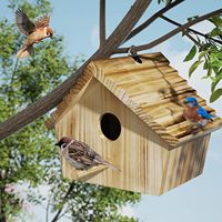 Nichoir pour oiseaux en bois de pin durable, résistant à l'eau, écologique, à suspendre en extérieur, avec crochets pour la décoration du jardin et de la cour