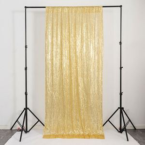 Cortina de Fondo Brillante al por Mayor de 60 cm de Ancho x 240 cm de Alto para Bodas y Eventos, Bordado en Plata y Oro Rosa - Product Image 1