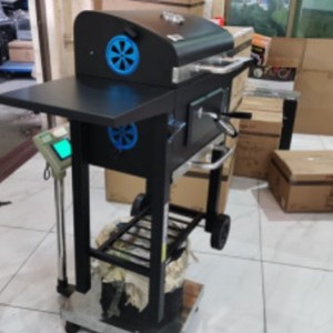 Charcoal <b>Grill</b> Steel Painted Trolley Outdoor <b>Grills</b> With Double <b>Rack</b> Design - Product Image 2