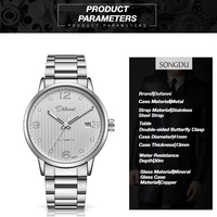 Montre mécanique automatique avec cadran guilloché, chiffres arabes, affichage de la date, bracelet en acier inoxydable, montre-bracelet pour homme